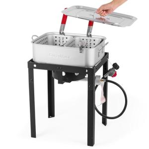 OuterMust 58,000 BTU Outdoor Fish Fryer with Baskets and Lid, 18 Qt. Propane Deep Fryer and 2 Inner Baskets, Ideal for Frying Fish, Chicken Wings, French Fries