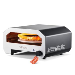 VEVOR 16 in Outdoor Pizza Oven, Auto Rotating Propane Gas Pizza Ovens, Portable Pizza-Cooker with Electric Rotate Pizza-Stone, Carry Bag, Propane Pizza Maker For Outside Backyard Patio Camping, Black