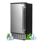 ICEPURE Under Counter Ice Maker with Drain Pump, Built-in 15 inch Wide, 90 lbs/24H Freestanding Commercial Ice Machine, Auto-Cleaning, 24H Timer 26 lbs Storage Stainless Steel, Silver Gray