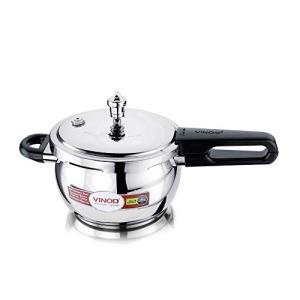Vinod Pressure Cooker Stainless Steel – Glass Lid Handi Pot - 1.5 Liter – Indian Pressure Cooker – Stove Top Sandwich Bottom – Best Used For Indian Cooking, Soups, and Rice Recipes, Quinoa
