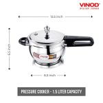 Vinod Pressure Cooker Stainless Steel – Glass Lid Handi Pot - 1.5 Liter – Indian Pressure Cooker – Stove Top Sandwich Bottom – Best Used For Indian Cooking, Soups, and Rice Recipes, Quinoa