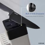 CAROTE 14Pcs Kitchen Knife Set, Stainless Steel knife set with ABS Block, Rustproof Cutlery with Ceramic Surface, 6 Steak Knives