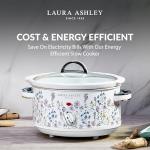 Laura Ashley Slow Cooker 6.8 Quart - Large Slow Cooker 6.8 qt for 8 to 10 People - Energy Efficient with 3 Heat Settings - Dishwasher Safe Removeable Ceramic Crock & Tempered Glass Lid