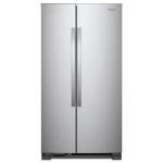 Whirlpool 33 Inch Freestanding Side by Side Refrigerator with 21.72 Cu. Ft. Total Capacity, Adjustable Gallon Door Bins, LED Interior Lighting, Hidden Hinges, Frameless Glass Shelves, Stainless Steel