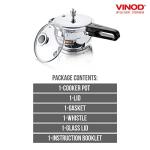 Vinod Pressure Cooker Stainless Steel – Glass Lid Handi Pot - 1.5 Liter – Indian Pressure Cooker – Stove Top Sandwich Bottom – Best Used For Indian Cooking, Soups, and Rice Recipes, Quinoa