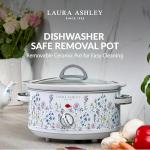 Laura Ashley Slow Cooker 6.8 Quart - Large Slow Cooker 6.8 qt for 8 to 10 People - Energy Efficient with 3 Heat Settings - Dishwasher Safe Removeable Ceramic Crock & Tempered Glass Lid