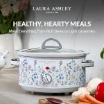 Laura Ashley Slow Cooker 6.8 Quart - Large Slow Cooker 6.8 qt for 8 to 10 People - Energy Efficient with 3 Heat Settings - Dishwasher Safe Removeable Ceramic Crock & Tempered Glass Lid