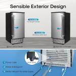 ICEPURE Under Counter Ice Maker with Drain Pump, Built-in 15 inch Wide, 90 lbs/24H Freestanding Commercial Ice Machine, Auto-Cleaning, 24H Timer 26 lbs Storage Stainless Steel, Silver Gray