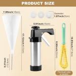 Churro Maker Kit,Hollow Churro Machine,with 3 Disc, Piping Bag, Cleaning Brush(Silver Black)