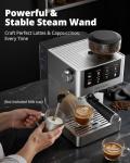 AIRMSEN Espresso Machines with Burr Grinder, 20 Bar, Milk Frother Steam Wand, Stainless Steel Coffee Maker for Home - Cappuccino Latte & ​​Cold Brew​​ Iced Coffee Maker & Americano