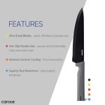 CAROTE 14Pcs Kitchen Knife Set, Stainless Steel knife set with ABS Block, Rustproof Cutlery with Ceramic Surface, 6 Steak Knives