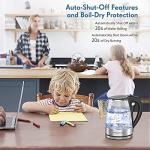 MEGAWISE 1.8L Healthy Electric Kettle, 1800W Borosilicate Glass Tea Kettle with Food Grade Material, Auto Shut-Off and Boil-Dry Protection Cordless Kettle Fast Boiling, BPA Free