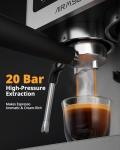 AIRMSEN Espresso Machines with Burr Grinder, 20 Bar, Milk Frother Steam Wand, Stainless Steel Coffee Maker for Home - Cappuccino Latte & ​​Cold Brew​​ Iced Coffee Maker & Americano