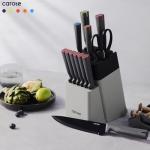 CAROTE 14Pcs Kitchen Knife Set, Stainless Steel knife set with ABS Block, Rustproof Cutlery with Ceramic Surface, 6 Steak Knives