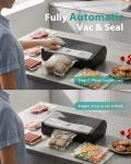 Zachvo 90kPa Vacuum Sealer Machine, Automatic Food Sealer with Double Heat Seal Option, Dry & Moist Modes, Built-in Cutter and Bag Storage, Starter Kit with Bag Rolls and Hose, Black
