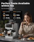 AIRMSEN Espresso Machines with Burr Grinder, 20 Bar, Milk Frother Steam Wand, Stainless Steel Coffee Maker for Home - Cappuccino Latte & ​​Cold Brew​​ Iced Coffee Maker & Americano