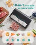 Zachvo 90kPa Vacuum Sealer Machine, Automatic Food Sealer with Double Heat Seal Option, Dry & Moist Modes, Built-in Cutter and Bag Storage, Starter Kit with Bag Rolls and Hose, Black
