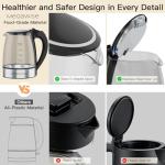 MEGAWISE 1.8L Healthy Electric Kettle, 1800W Borosilicate Glass Tea Kettle with Food Grade Material, Auto Shut-Off and Boil-Dry Protection Cordless Kettle Fast Boiling, BPA Free