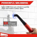 Goldblatt Cordless Electric Spin Scrubber 18-Piece Kit, Power Scrubber with Battery Indicator Light, Waterproof Electric Cleaning Brush for Grout, Tile, Bathroom, Kitchen Cleaning