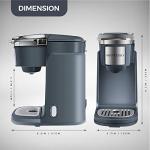 Mixpresso Single Cup Coffee Brewer - Quick Brew, One Touch Function, 12oz One Cup Grey Coffee Maker