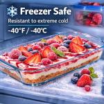 Ums 4-Qt Glass Baking Dish with Lid, Casserole Dishes for Oven with Lids, Borosilicate Glass Cookware, Oven Safe, Microwave and Dishwasher Safe Clear Bakeware, (15.7'' x 9.8'' x 2.4'')