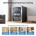 Antarctic Star 1.7 Cu.Ft Beverage Cooler for Up to 68 Cans, Compact Drink Fridge with Stainless Steel Glass Door, Digital Display and Electronic Temperature Control, Silver
