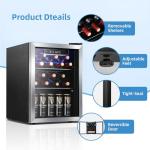 Antarctic Star 1.7 Cu.Ft Beverage Cooler for Up to 68 Cans, Compact Drink Fridge with Stainless Steel Glass Door, Digital Display and Electronic Temperature Control, Silver