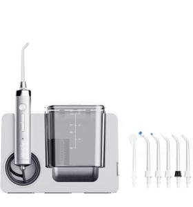 MySmile LP233 Countertop Water Flosser for Teeth Cleaning with UVC Sanitizer Light and Heating System, 800ML Eletric Power Flosser Includes a Water Filter 3 Modes and 6 Jet Tips (Frosted Silver)