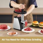 AAOBOSI Meat Grinder Electric, Sausage Stuffer With 2 Blades, 3 Plates, Sausage Tube & Kubbe Kit, [2800W Max] for Home Kitchen Use, Stainless Steel