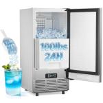 ETL Approval Commercial Under Counter Ice Maker 100 Lbs/Day with 30 LBS Storage Bin, Freestanding Built-in Ice Maker, 15" W Undercounter Ice Machine with Self Cleaning for Home/Bar/Cafe/Restaurant