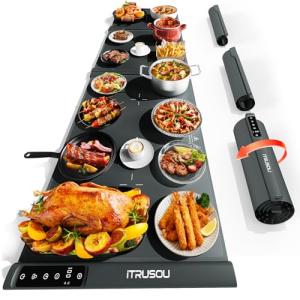 Expandable Food Warming Mat – iTRUSOU 54"x16" Warming Mat for Food with 7 Temp Settings, Switchable℃/℉, 99H Timer, Child Lock, Custom Sizes Food Warmer Chafing Dishes for Buffet Parties