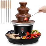 16oz Chocolate Fondue Fountain, 3-Tier MINI Chocolate Fountain with 6PCS Fondue Fork and Removal Fruits/Nuts/Treats Serving Tray for BBQ Sauce,Ranch,Nacho Cheese,Liqueurs