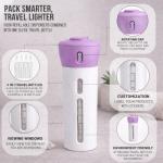 Travigo 4-in-1 Travel Dispenser Bottle, TSA Approved, Leak Proof, Four Reusable 1.4 oz. (40 mL) Toiletry Containers for Shampoo, Conditioner, Soap, Lotion, Skincare (Purple)
