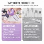 Travigo 4-in-1 Travel Dispenser Bottle, TSA Approved, Leak Proof, Four Reusable 1.4 oz. (40 mL) Toiletry Containers for Shampoo, Conditioner, Soap, Lotion, Skincare (Purple)