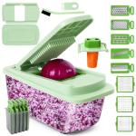Vegetable Chopper 16-in-1 Multifunctional Kitchen Gadgets - 8 Blades Onion Chopper with Container, Food Spiralizer Slicer Dicer Grater Shredder, Vegetable Cutter for Salad/Coleslaw/Meat/Nuts