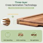 Vocvee Bamboo Cutting Boards for Kitchen(Set of 3), Wood Cutting Board with Wood Storage Stand, Charcuterie & Chopping Board for Vegetables and Meat, with Deep Juice Groove, Ideal Kitchen Gifts