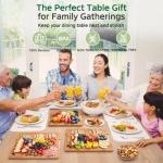 Vocvee Bamboo Cutting Boards for Kitchen(Set of 3), Wood Cutting Board with Wood Storage Stand, Charcuterie & Chopping Board for Vegetables and Meat, with Deep Juice Groove, Ideal Kitchen Gifts