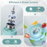 COKUNST Portable Blender, USB C Rechargeable Personal Blender, Small Smoothie & Shake Maker with 6 Blades, Compact Travel Mini Juicer Cup with Extra Lid for Home, Gym, Office, 18oz, Green