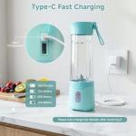 COKUNST Portable Blender, USB C Rechargeable Personal Blender, Small Smoothie & Shake Maker with 6 Blades, Compact Travel Mini Juicer Cup with Extra Lid for Home, Gym, Office, 18oz, Green