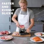 Fresh Meat Slicer with SteadyGrip, Thickness Adjustable 2 or 4 mm, 17 IN 1 Stainless Steel Manual Meat Cutter, Cleaver Kitchen Knife, Jerky Slicer Suit for Chicken Breast Beef Pork (Black)