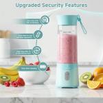 COKUNST Portable Blender, USB C Rechargeable Personal Blender, Small Smoothie & Shake Maker with 6 Blades, Compact Travel Mini Juicer Cup with Extra Lid for Home, Gym, Office, 18oz, Green