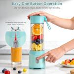 COKUNST Portable Blender, USB C Rechargeable Personal Blender, Small Smoothie & Shake Maker with 6 Blades, Compact Travel Mini Juicer Cup with Extra Lid for Home, Gym, Office, 18oz, Green