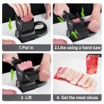 Fresh Meat Slicer with SteadyGrip, Thickness Adjustable 2 or 4 mm, 17 IN 1 Stainless Steel Manual Meat Cutter, Cleaver Kitchen Knife, Jerky Slicer Suit for Chicken Breast Beef Pork (Black)