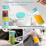COKUNST Portable Blender, USB C Rechargeable Personal Blender, Small Smoothie & Shake Maker with 6 Blades, Compact Travel Mini Juicer Cup with Extra Lid for Home, Gym, Office, 18oz, Green