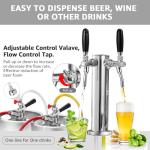 New Adjustable Dual Tap Kegerator Tower Beer Tap Tower with 1/4" Barb, 3" Draft Beer Dispenser Keg Tower, 304 Stainless Steel Core Self-Closing Beer Faucet with Pre-Assembled Kegerator Parts Kits