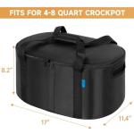 LASUK Portable Slow Cooker Travel Bag, Isulated Carrier Case Tote for 4-8 Quart Crock Carrier Compatible with Else Brands, Internal Mesh Net Holds Pot in Place, For Travel, Outdoor, Picnic, Black