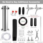 New Adjustable Dual Tap Kegerator Tower Beer Tap Tower with 1/4" Barb, 3" Draft Beer Dispenser Keg Tower, 304 Stainless Steel Core Self-Closing Beer Faucet with Pre-Assembled Kegerator Parts Kits