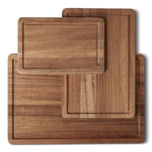 Amazon Basics Wooden Chopping Boards, 3-Piece Set, Acacia Wood, Pre-Oiled with Juice Groove