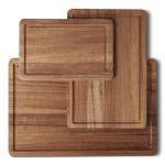 Amazon Basics Wooden Chopping Boards, 3-Piece Set, Acacia Wood, Pre-Oiled with Juice Groove