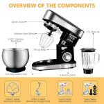 SeaSpark Multifunctional Stand Mixer, 6 in 1 Stand Mixer, 6.3Qt Tilt-head, Standing Mixer with Stainless Steel Bowl, Meat Grinder, Juice Blender, for professional Baking and Most Home Cooks, Black